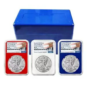 2023-W 光沢のある $1 アメリカン シルバー イーグル 3 個セット NGC MS70 FDI トランプ ラベル リ...｜WORLD RESOURCE【KING店】 160,050円