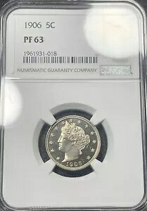 1906 リバティ ヘッド ニッケル 5c プルーフ NGC PF63 CAM に近い
