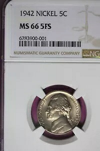 1942 NGC 5C MS66 5FS ジェファーソン ニッケル #B44861|WORLD RESOURCE【KING店】