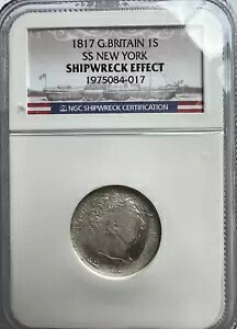 SS ニューヨーク 1817 イギリス 1 シリング 難破船効果 沈没宝貨