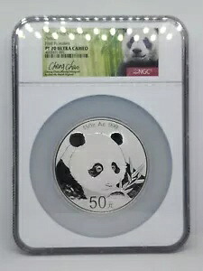 2018 中国 150 グラム中国銀パンダ NGC PF70 UC 初回リリース Cheng Chao Sig