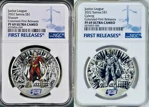 2 2022 ジャスティス リーグ シャザム & サイボーグ サモア 1/2 オンス .999 シルバー NGC PF69 UC FR!|WORLD RESOURCE【KING店】