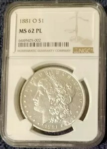 1881-O モルガンダラー、NGC MS-62 PL、非常にブリリアント