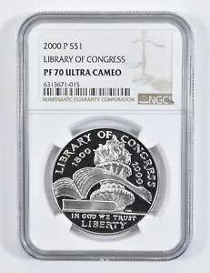 2000 P 米国議会図書館記念プルーフ シルバー ダラー NGC PF70｜WORLD RESOURCE【KING店】