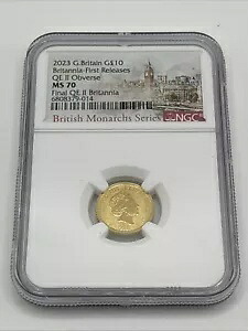 2023 NGC 英国 1/10 オンス ゴールド ブリタニアが最初にファイナル QE II MS70 をリリース｜WORLD RESOURCE【KING店】