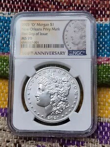 2021-O NGC MS70 MS 70 21XD モーガン シルバー ダラー 発行初日 100 日 (ビデオ)