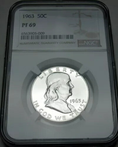 1963 フランクリン PF 69 シルバー ハーフダラー NGC プルーフ PF69