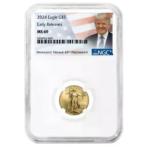 2024 $5 アメリカン ゴールド イーグル 1/10 オンス NGC MS69 ER トランプ ラベル|WORLD RESOURCE【KING店】
