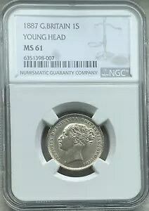 イギリス イングランド ビクトリア 1887 シリング ヤングヘッド 1S NGC MS61｜WORLD RESOURCE【KING店】