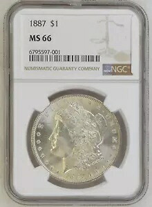 1887 モーガン シルバー ダラー NGC 認定 MS-66 ハイグレード ブライト 側転 7001|WORLD RESOURCE【KING店】