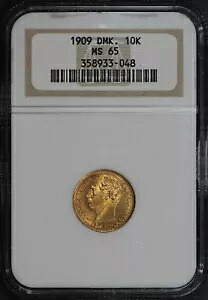 1909 デンマーク ゴールド 10 クローネ NGC MS-65｜WORLD RESOURCE【KING店】 179,850円
