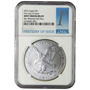 2023 $1 アメリカン シルバー イーグル NGC MS69 FDI 造幣局エラー リバース保持ストラクチャー...｜WORLD RESOURCE【KING店】 179,850円