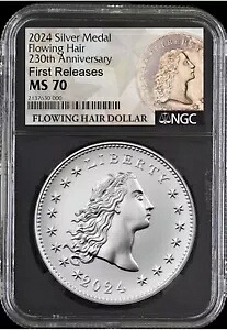 2024 流れる髪記念銀メダル NGC MS70 初回リリース FR 先行販売|WORLD RESOURCE【KING店】