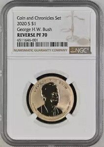 2020 S コインとクロニクルズ ジョージ ブッシュ $1 - NGC リバース プルーフ PF70｜WORLD RESOURCE【KING店】