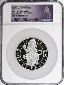 2017 イギリス ?10 5 オンス クイーンズ ビースト ザ ライオン プルーフ NGC PF 69 ウルトラ カメオ｜WORLD RESOURCE【KING店】