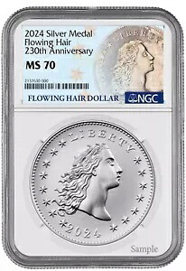 2024 フローイング ヘア シルバー 230 周年記念メダル NGC MS70 プレセール %｜WORLD RESOURCE【KING店】 176,000円