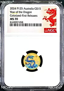 2024 オーストラリア カラー ゴールド $15 旧暦ドラゴン NGC MS70 1/10 オンス コイン FR｜WORLD RESOURCE【KING店】 179,300円
