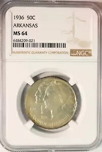 1936 アーカンソー記念ハーフダラー - NGC MS64 - 引き締まった美しさ!