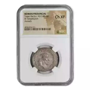 AD 249-251 ローマの属州トラヤヌス デキウス BI テトラドラクマ アンティオキア NGC Ch XF｜WORLD RESOURCE【KING店】
