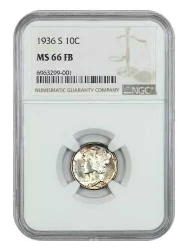 1936-S 10C NGC MS66FB - マーキュリー ダイム｜WORLD RESOURCE【KING店】