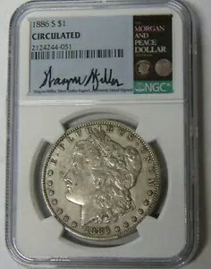 NGC 流通 1886-S モーガン シルバー ダラー ウェイン ミラー サイン #2124244-051