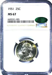 1951 - ワシントン クォーター - NGC MS-67 CAC - 造幣局 67 CAC｜WORLD RESOURCE【KING店】