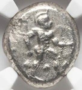 パンフィリア アスペンダス、紀元前 5 世紀、ギリシャの重装歩兵兵士、銀貨、NGC Ch VF