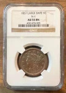 1857 ラージ デイト 1c N-1 AU55 BN|WORLD RESOURCE【KING店】