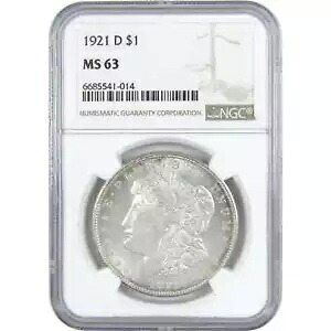 1921 D モルガン ドル MS 63 NGC シルバー $1 未流通コイン SKU:I15375|WORLD RESOURCE【KING店】