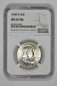 1948 D BU 50C シルバー フランクリン ハーフダラー NGC MS 65 FBL 新しいホルダー｜WORLD RESOURCE【KING店】