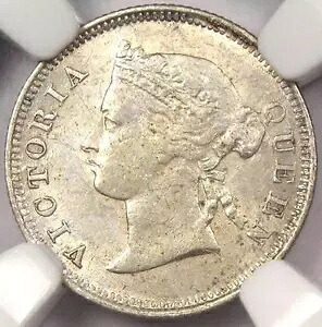 1881 Straits Settlements Victoria 5C - NGC AU 詳細 - レア認定コイン
