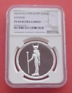 エジプト 1994 ハトホル 5 ポンド シルバー プルーフ コイン NGC PF69UC|WORLD RESOURCE【KING店】