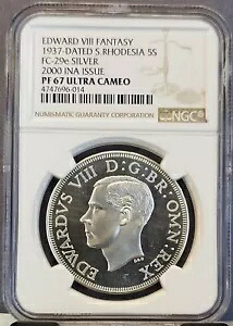1937 年付 南ローデシア 5 シリング エドワード 8 世 NGC PF 67 ウルトラ カメオ レア|WORLD RESOURCE【KING店】