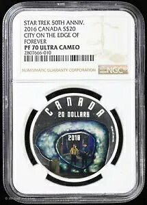 2016 カナダ 1 オンス シルバー プルーフ $20 スタートレック シティ エッジ オブ フォーエバー NGC PF 70 UC PR｜WORLD RESOURCE【KING店】