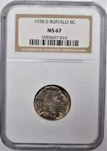 :1938-D 5C インディアン ヘッド バッファロー ニッケル 光沢のある NGC MS 67 最高グレード｜WORLD RESOURCE【KING店】
