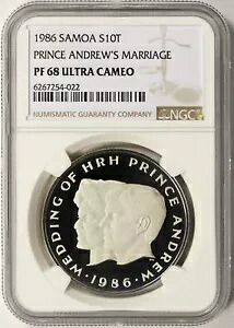 1986 サモア シルバー 10 タラ アンドリュー王子の結婚 NGC PF68UCAM|WORLD RESOURCE【KING店】