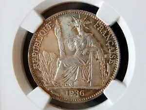 1936A 50 セント フランス インド 中国 NGC MS64 - シルバー (パリミント)|WORLD RESOURCE【KING店】