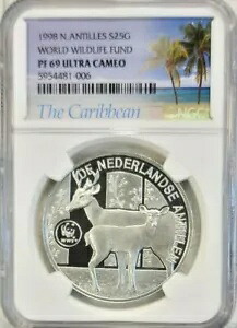 1998 アンティル シルバー 25 ガルデン ホワイトテール バック & ドゥ NGC PF 69 ウルトラ カメオ トップ｜WORLD RESOURCE【KING店】 117,700円