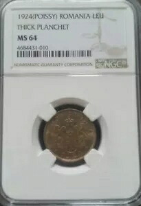 1924 ルーマニア 1 LEU (ポワシー) MS-64 NGC 厚いプランシェ|WORLD RESOURCE【KING店】