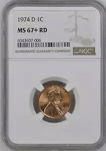 1974-D 1C RD リンカーン記念館 1 セント NGC MS67+RD 6343607-006