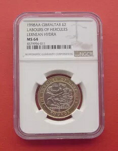 ジブラルタル 1998AA ラーネアン ヒドラ 2 ポンド バイメタル コイン NGC MS64|WORLD RESOURCE【KING店】