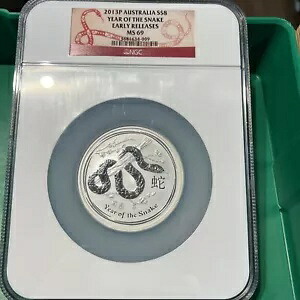 2013 P シルバー オーストラリア $8 旧暦の蛇年 5 オンス コイン NGC ミント ステート 69｜WORLD RESOURCE【KING店】
