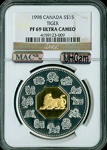 1998 カナダ 24K ギルト シルバー タイガー ルナー ニューイヤー NGC MAC PF69 ウルトラヘビー カム。|WORLD RESOURCE【KING店】