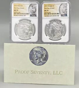 2023 P Peace & Morgan シルバー ダラー セット NGC MS70 FDOI w/OGP|WORLD RESOURCE【KING店】