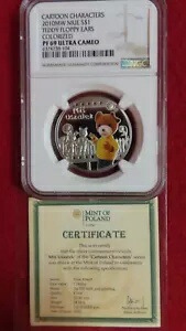 2010 ニウエ $2 漫画のキャラクター テディ フロッピー イヤ??ーズ .925 シルバー コイン NGC PF69 COA