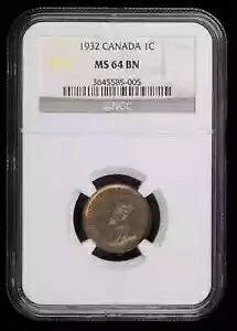 1932 カナダセント NGC MS-64 BN