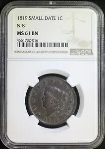 1819 1C マトロン コロネット ヘッド ラージ セント NGC MS61 BN ブラウン N-8 スモール デイト｜WORLD RESOURCE【KING店】 345,015円