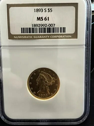 1893-S $5 NGC MS61 リバティヘッド ハーフ イーグル|WORLD RESOURCE【KING店】