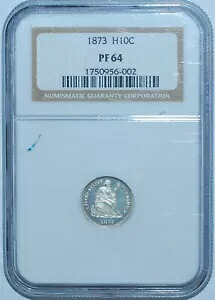 1873 NGC PR64 プルーフ ストライク リバティ 座ったハーフ ダイムはカメオかそれに近いように見えます｜WORLD RESOURCE【KING店】