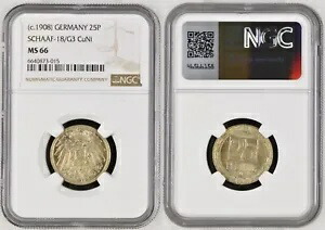 25 フェニヒ (c.1908) 他のデザインのカール ゲッツ サンプル NGC MS 66 106554-